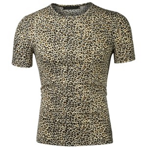 Lars Amadeus Men's Round Neck Animal Pattern Short Sleeves T Shirt - 1 of 4
