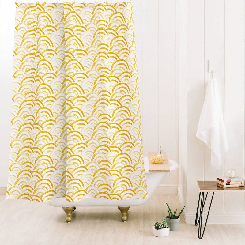 Watercolor Rainbows Gold Shower Curtain - Deny Designs, 3 of 5