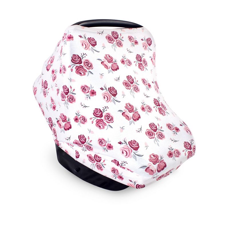 Hudson Baby Infant Girl Multi-use Car Seat Canopy, Roses, One Size, 1 of 4