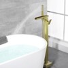 Cobbe Single Handle Floor Standing Tub Faucet Set, Freestanding Tub Filler with Handheld Shower, Tub Spout and 59-Inch Hose, Brushed Gold - 4 of 4