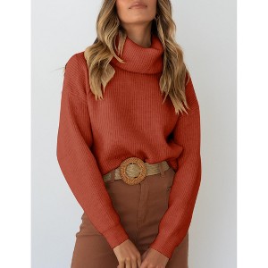 Women’s Elevated Oversized Turtleneck Sweater - Architectural Knit with Strategic Proportions Pullover Tops - 1 of 2