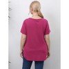 Women's Round Neck Split Hem Short Sleeve T-Shirt Casual Basic Stretchy Cotton Tee Summer Top - 4 of 4