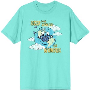 Positive Vibes Cartoon Earth Men's Celadon T-Shirt - 1 of 2