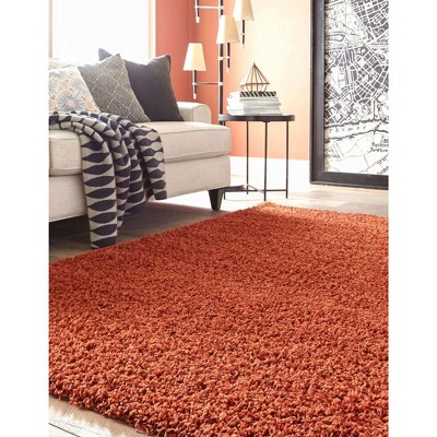 Kid-Friendly Reversible Shag Area Rug in Vibrant Red and Orange