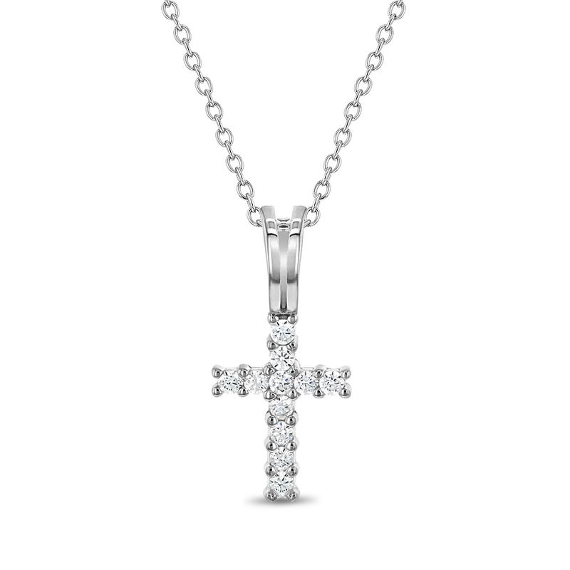 Girls' CZ Cross Sterling Silver Necklace - In Season Jewelry, 1 of 5