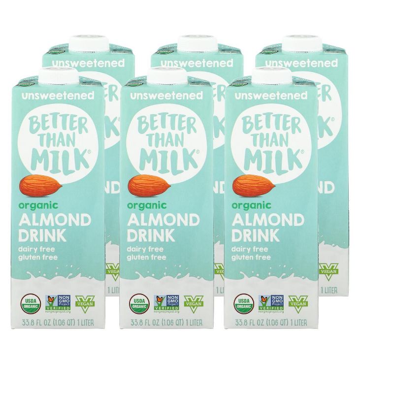 Better Than Milk Organic Unsweetened Almond Drink - Case of 6/33.8 oz, 1 of 8