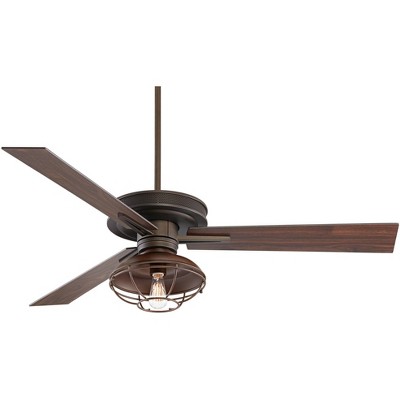 60" Casa Vieja Industrial Indoor Outdoor Ceiling Fan with Light LED Dimmable Remote Oil Rubbed Bronze Dark Walnut Damp Rated Patio Porch