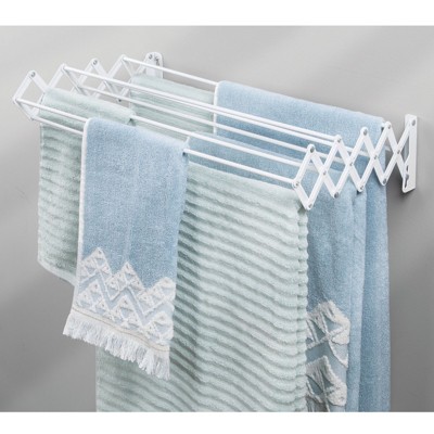 White Steel Wall Mount Accordion Clothes Drying Rack