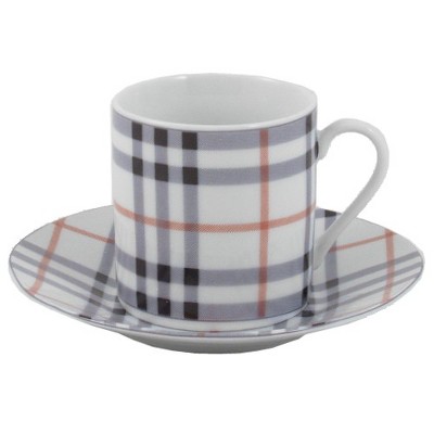 Classic Plaid 12 Piece Porcelain Espresso Demitasse Set
