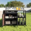 Outdoor Grill Cart with Foldable Side Tabletop, Storage Cabinet, Bottle Opener, Spice Racks, BBQ Prep Station for Backyard Cooking-Maison Boucle - 2 of 4