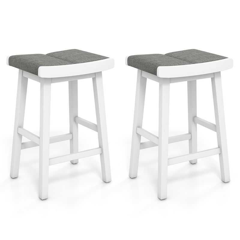 Costway Set of 2 Saddle Bar Stools Counter Height Backless Kitchen Island Chairs, 1 of 10