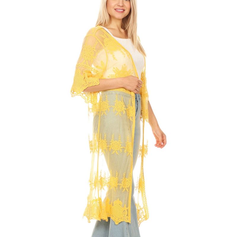 Anna-Kaci Women's Long Floral Lace Embroidered Crochet Duster, 1 of 6