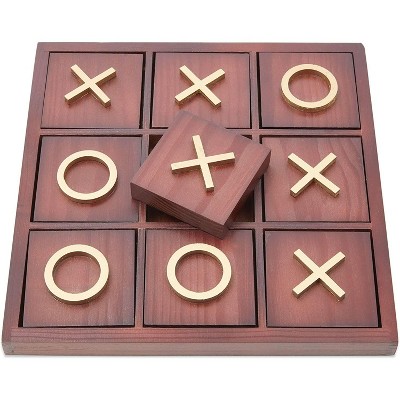 Juvale 10 Pieces Wooden Tic Tac Toe Board Game for Kids and Adults, 9.5 x 9.5 in