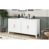 63.1" MDF and Pine Wood 4-Vertical Wavy Slatted Doors Sideboard with Metal Handles for Dining Room, Living Room, Kitchen, or Entryway - 2 of 4