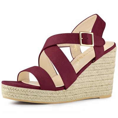 Allegra K Women's Espadrille Ankle Strap Crisscross Strap Wedges Sandals