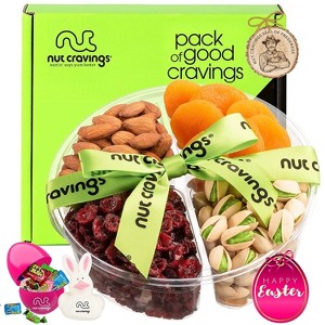Premade Easter Gift Baskets for Adults & Kids, Candy Filled Eggs + Bunny - Dried Fruit & Nut Platter (4 Piece Assortment) - 1 of 4