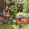 FURNIinspire Outdoor Serving Carts 225lbs Collapsible Foldable Wagon Cart Beach Wagon Utility Cart for Sports Gardeing, Orange, 25.98"*17.32"*37.4" - 2 of 4