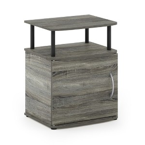 Furinno JAYA Utility Design End Table, French Oak/Black - 1 of 1