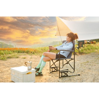 PAGED Beach Chair Outdoor Freestyle Rocker Camping Chair with Drink Holder for Camping, Beach, Party, Picnics, Lawn