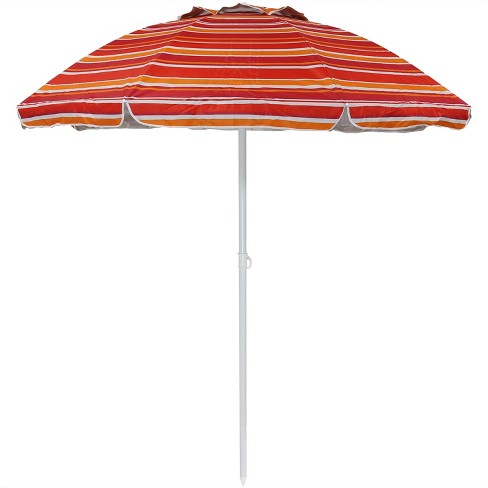 Striped Malibu Dream 6 Steel Tilt Beach Umbrella Red Orange Stripe Sunnydaze Decor Target