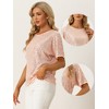INSPIRE CHIC Women's Regular Fit Round Neck Short Sleeve Party Clubwear Blouses - 2 of 4