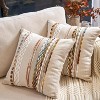 LISM 18x18 Inch Boho Chenille Tufted Pillowcase,Decorative Striped Square Pillow Covers Set of 2 - 4 of 4