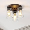 13" 3-Light Nola Bohemian Farmhouse Iron/Seeded Glass LED Semi Flush Mount Wood Finish/Clear - JONATHAN Y: Vintage-Style, Eco-Friendly, UL Listed - 2 of 4