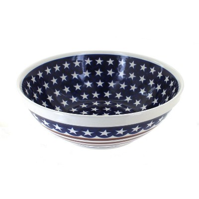 Blue Rose Polish Pottery Stars & Stripes Large Serving Bowl