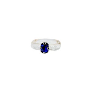 Slickblue Oval Blue Stone Ring, Clear Resin with Rhinestone Detail, Chic and Playful Jewelry, Size 6 - 1 of 4