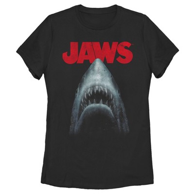 Women's Jaws Shark Teeth Poster T-shirt - Black - Large : Target