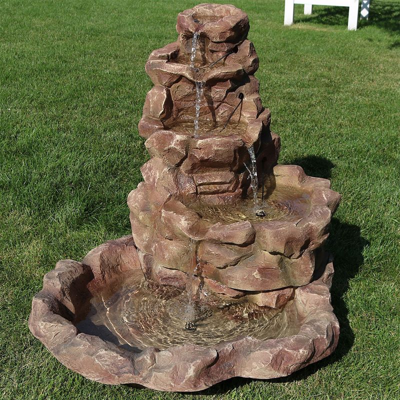 Sunnydaze 41"H Electric Fiberglass Stone Springs Outdoor Water Fountain with LED Lights, 3 of 12