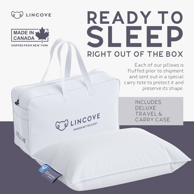 White Cotton Down Feather Travel Pillow with Tote Bag