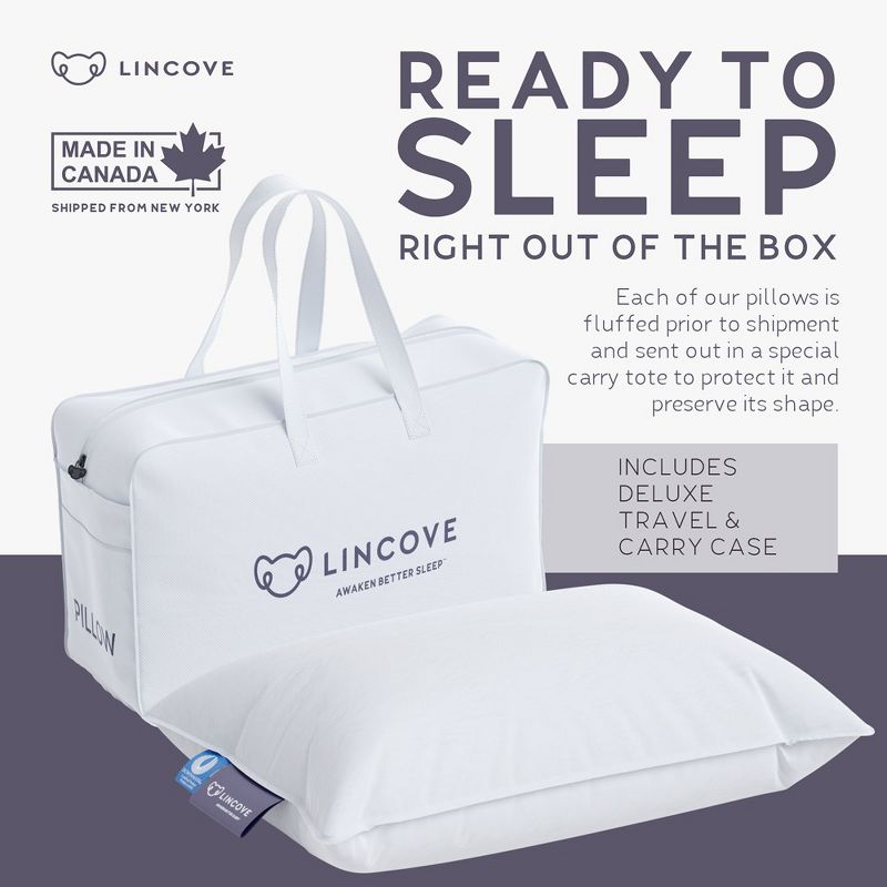 Lincove Canadian Down Feather Travel Pillow - Luxurious Head and Neck Support for Comfortable Travel - 2 Pack, 4 of 8