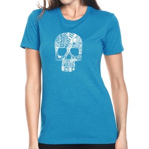 LA Pop Art Rock n Roll Skull - Women's Premium Blend Word Art T-Shirt - 1 of 4