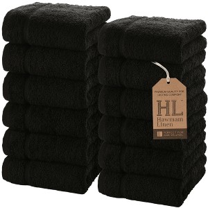 Hawmam Linen Luxury Cotton Washcloths 13x13 Inch - Large Hotel Spa Bathroom Face Towel | 12 Pack | - 1 of 4