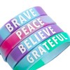 Juvale 36 Pack Inspirational Rubber Bracelets, Motivational Silicone Wristbands, Tie Dye Party Favors for Kids and Adults - 4 of 4