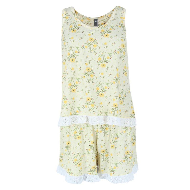 PJ Couture Women's Yellow Daisy Tank and Short PJ Set, 1 of 4
