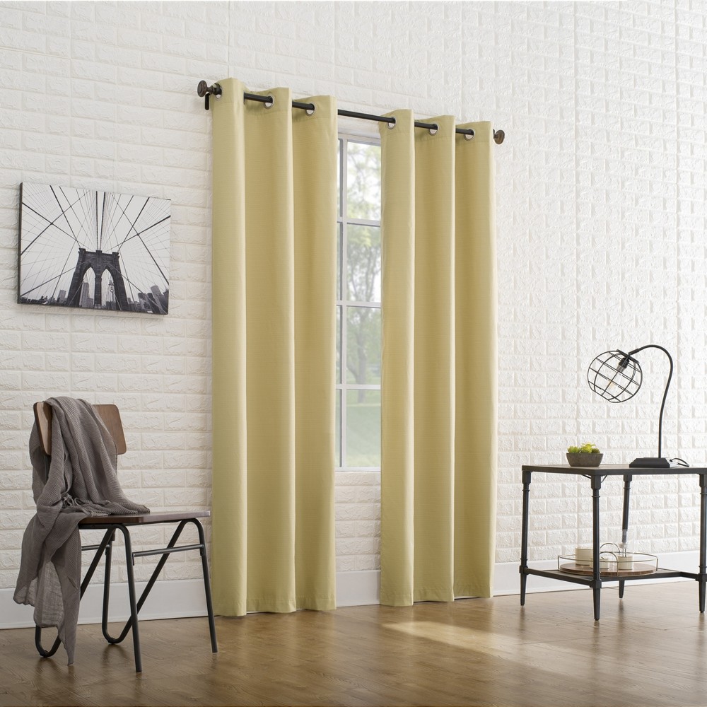 Photos - Curtain Rod / Track 40"x63" Sun Zero Room Darkening Cooper Thermal Insulated Grommet Curtain Panel Flax Gold: Energy Efficient, Modern Style