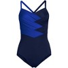 Lands' End Women's Slender Suit V-neck Pleated X-back One Piece Swimsuit Adjustable Straps - 3 of 4