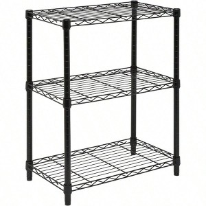 3 - Tier Heavy Duty Adjustable Shelves Metal Storage Rack Black 250 - lb Capacity 14x24x30 Inch - 1 of 4