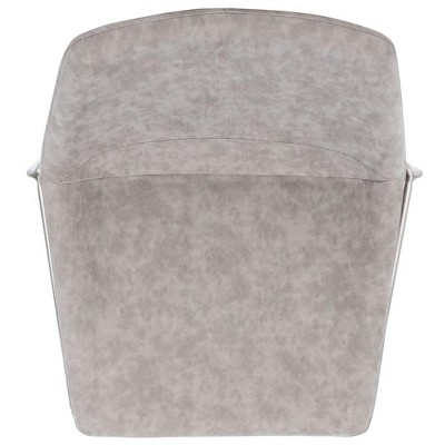 Gray Leather and Metal Mid-Century Counter Stool