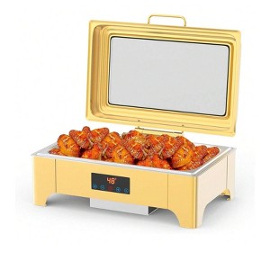 Coucheta Electric Chafing Dish - 9QT Full Size Touch Screen Food Warmer, Roll Top Set with Glass Lid for Catering, Parties, Weddings，golden - 1 of 4