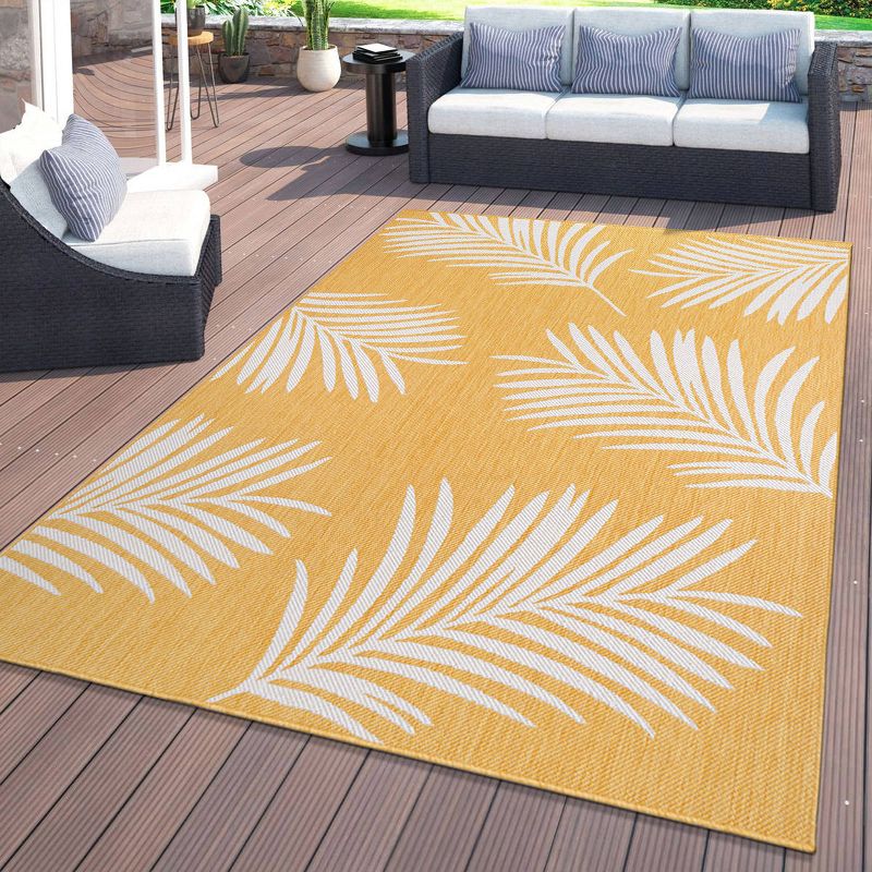 World Rug Gallery Contemporary Palm Leaves Textured Flat Weave Indoor/Outdoor Area Rug, 3 of 18