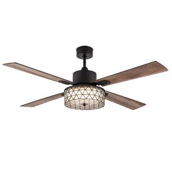 52" Ellie Oil-Rubbed Bronze Metal and Glass Lighted Ceiling Fan - River of Goods