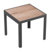 Sonkuki Patio Square Side table, Imitation-wood Top Modern Industrial Style w/Metal Frame, Black - 2 of 4