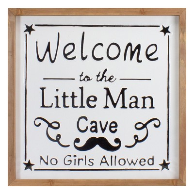 Northlight 16" Wooden Framed "Welcome to the Little Man Cave" Metal Sign Wall Decor