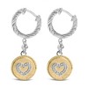 Haus of Brilliance 18K Yellow Gold Plated Silver 1/8 Cttw Diamond Heart Medallion Drop Earring - 2 of 4
