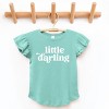The Juniper Shop Little Darling Flutter Sleeve Tee - 2T - Seafoam - 2 of 4