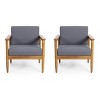 Magnolia 2pc Patio Acacia Wood Club Chairs: Water-Resistant Cushions - Christopher Knight Home - 2 of 4