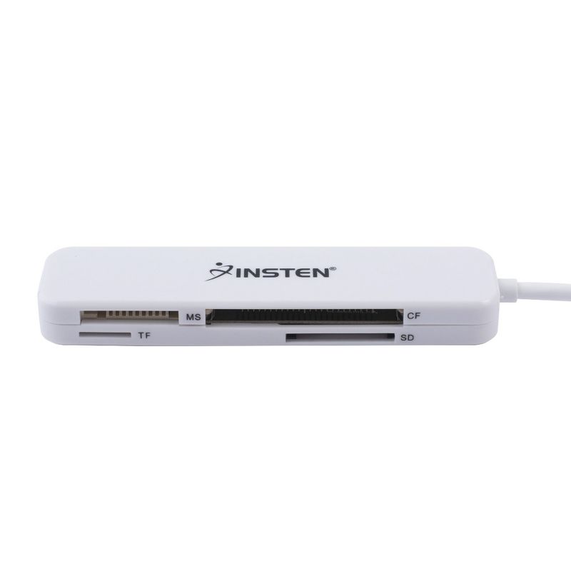 Insten 4 Slot Card Reader with Storage Pouch Compatible with USB 3.0, Reads/Writes SD, CF, MS, and microSD Memory Cards (White), 5 of 6